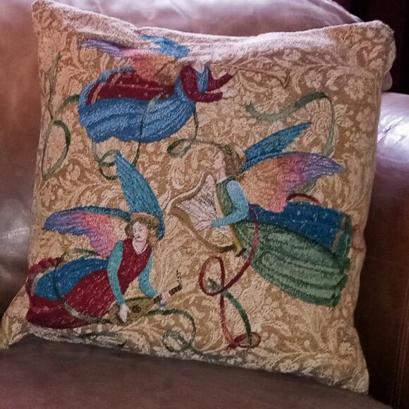 Beautiful Angels w/Musical Instruments Tapestry Throw Pillows (x2) Home Decor - Picture 9 of 9